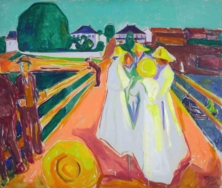 The Women on the Bridge,Las mujeres del puente,Edvard Munch,Pintura al temple,Pintura al temple