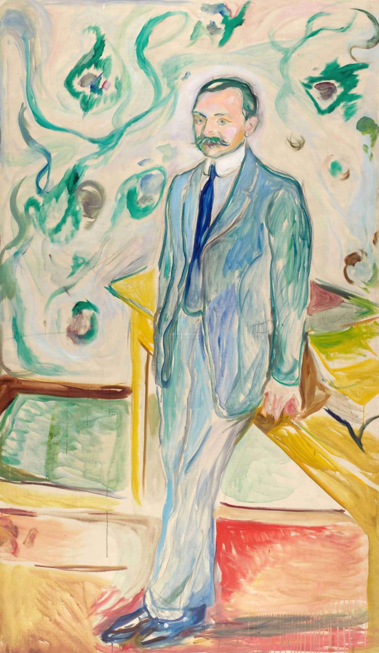 Wilhelm Wartmann,Edvard Munch,Tempera,Tempera, 1 gutt, mannlig fokus, formell, bart, dress, slips, ansiktshår