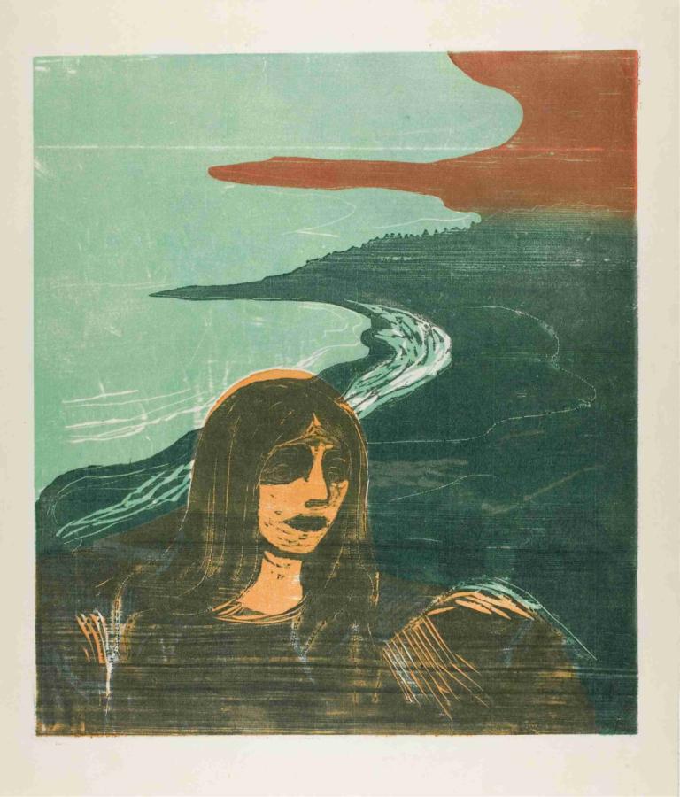 Woman's Head against the Shore,Đầu phụ nữ nằm trên bờ.,Edvard Munch,- Edwardd Monc.,Minh họa,Minh họa, đấu