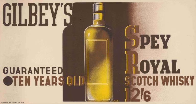 Gilbey's Spey Royal Scotch Whiskey,Edward McKnight Kauffer,Illustration,Illustration, no humans, english text