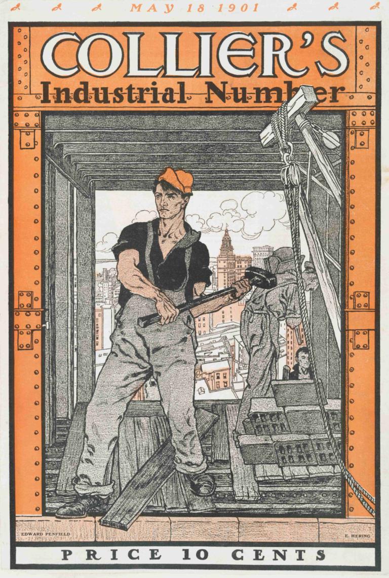 Collier's, Industrial Number,Edward Penfield,Illustration,Illustration, shirt, 1boy, black shirt, male focus