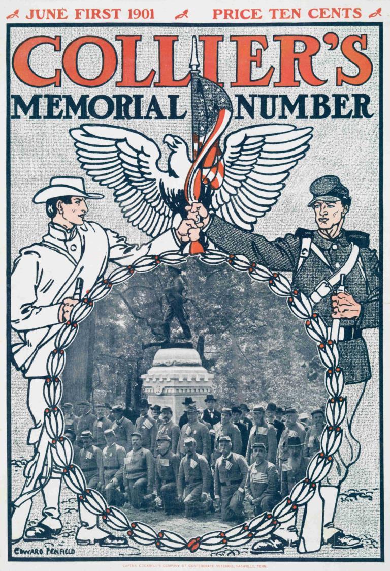 Collier's, Memorial Number,Edward Penfield,Illustration,Illustration, multiple boys, hat, uniform, military