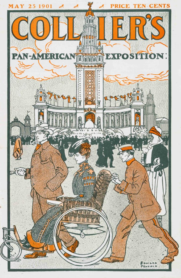 Collier's, Pan-American Exposition,コリアーズ、パンアメリカン博覧会,Edward Penfield,エドワード・ペンフィールド,イラスト,イラスト, 複数の男の子, 雲, 帽子