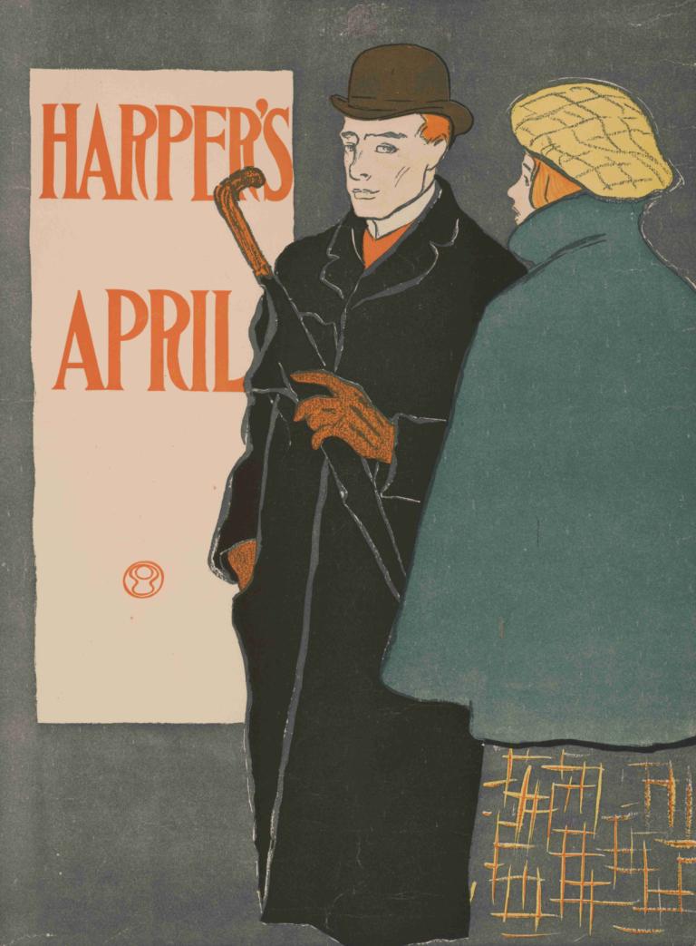 Harper's [for] April,Harper's [pentru] aprilie,Edward Penfield,Ilustrație,Ilustrație, 2 baieti, pălărie