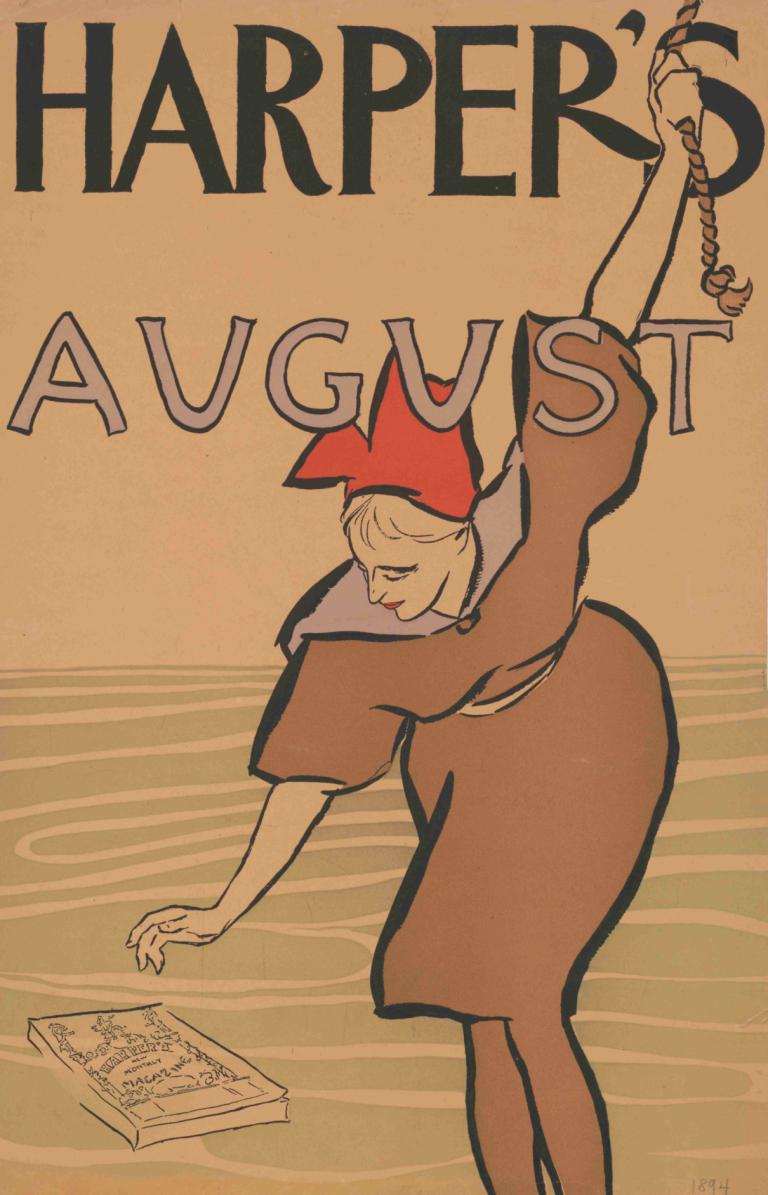 Harper's [for] August,Harper's [for] august,Edward Penfield,Illustration,Illustration, 1 pige, solo, kjole