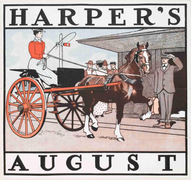 Harper's August,เดือนสิงหาคมของฮาร์เปอร์,Edward Penfield,เอ็ดเวิร์ด เพนฟิลด์,ภาพประกอบ,ภาพประกอบ, ขี่