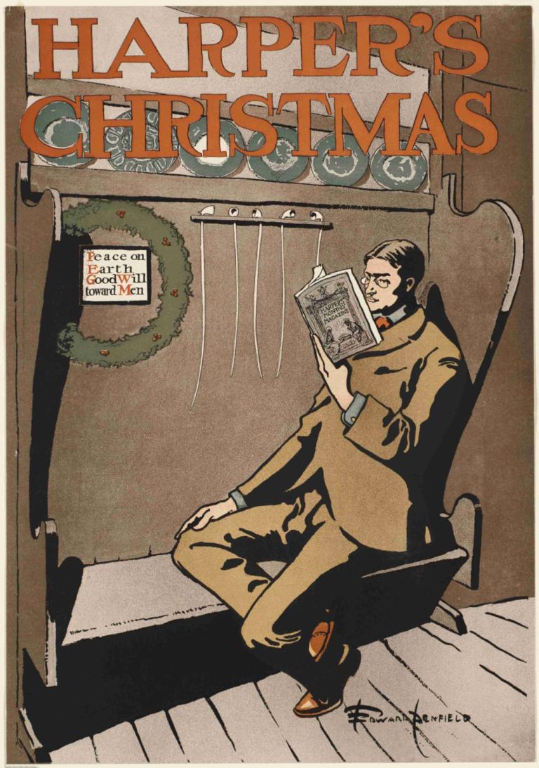 Harper's Christmas,Harper's Kerstmis,Edward Penfield,Illustratie,Illustratie, krant, 1 jongen