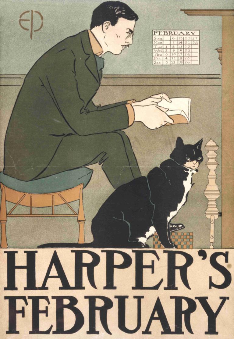 Harper's February,Harper's februari,Edward Penfield,Illustratie,Illustratie, 1 jongen, mannelijke focus