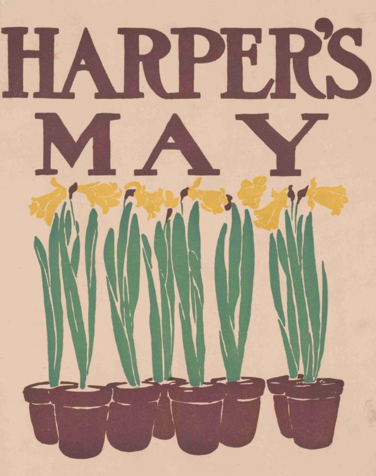 Harper's May,Harper's maj,Edward Penfield,Illustration,Illustration, växt, blomkruka, blomma, gul blomma