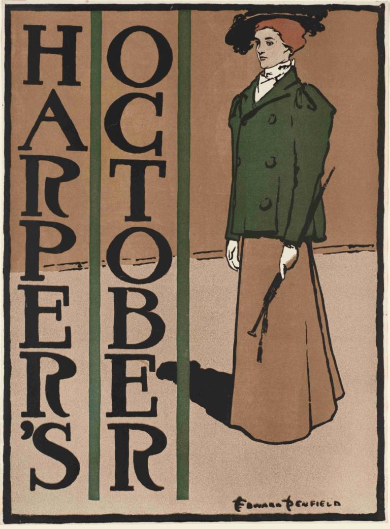 Harper's October,Edward Penfield,Эдвард Пенфилд,Иллюстрация,Иллюстрация, соло, 1 мальчик, мужской фокус