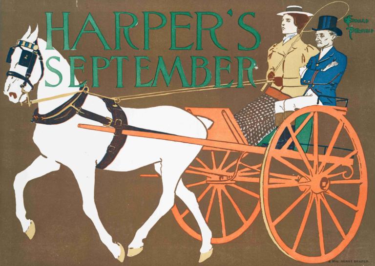 Harper's September,Сентябрь Harper's,Edward Penfield,Эдвард Пенфилд,Иллюстрация,Иллюстрация, лошадь, езда