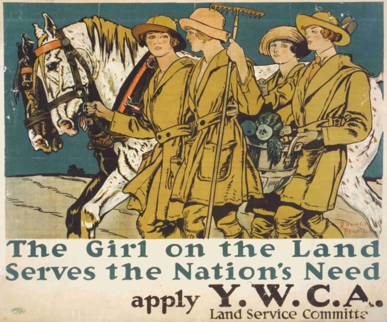 The girl on the land serves the nation's need Apply Y.W.C.A. Land Service Committee