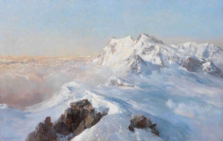 Über dem Nebelmeer (Monte Rosa vom Rimpfischhorn),Edward Theodore Compton,Oil Painting,Oil Painting, scenery