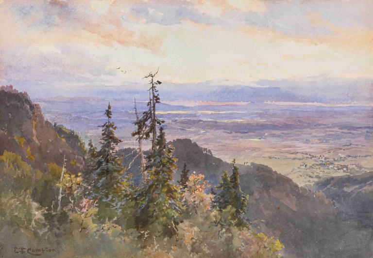 An der Benediktenwand (Blick auf Schlehdorf und den Kochelsee),Edward Theodore Compton,Oil Painting