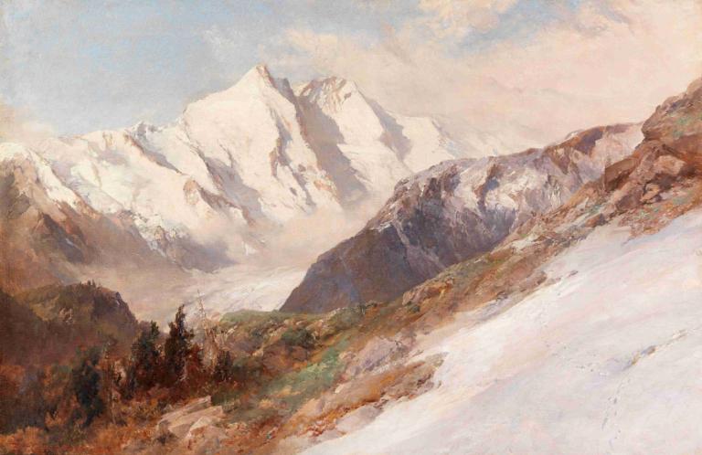 Blick auf die Nordseite des Großglockners,Vista sul versante nord del Großglockner,Edward Theodore Compton