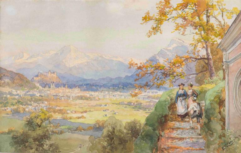 Salzburg von Maria Plain,Зальцбург с равнины Марии,Edward Theodore Compton,Эдвард Теодор Комптон