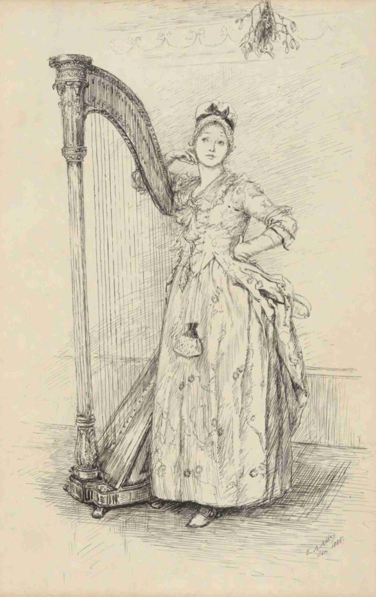 'Ah me!…,' study for illustration to Oliver Goldsmith’s She Stoops To Conquer,Edwin Austin Abbey,Sketch