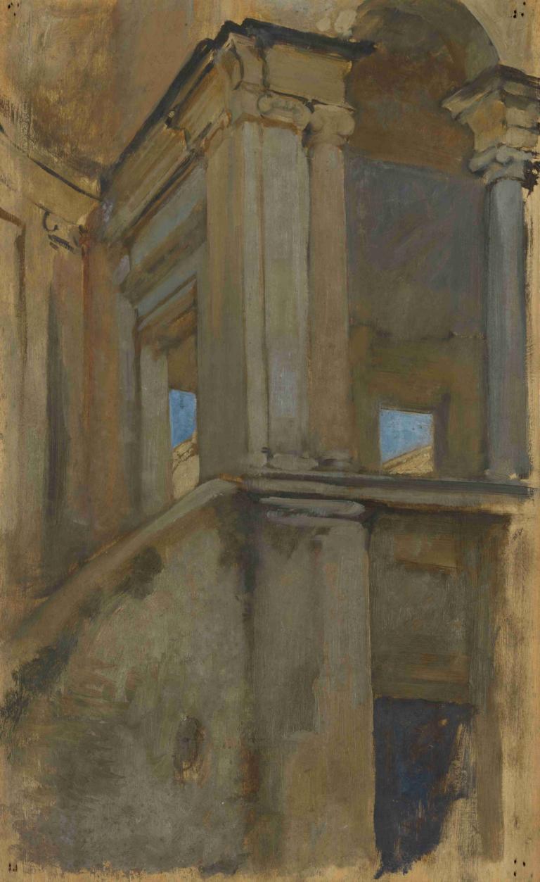 Architectural Study,Edwin Austin Abbey,Pastel,Pastel, no humans, scenery, pillar, traditional media