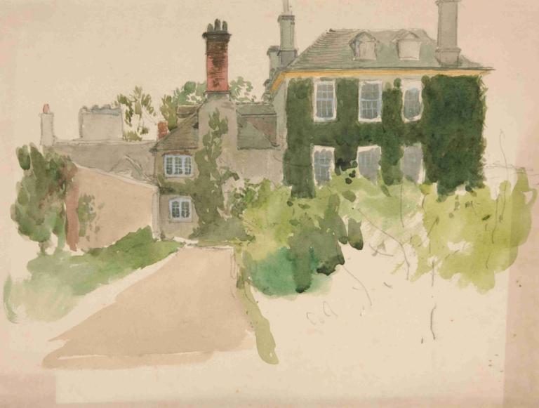 Architectural Study II,Edwin Austin Abbey,Watercolor,Watercolor, no humans, scenery, house, outdoors, plant