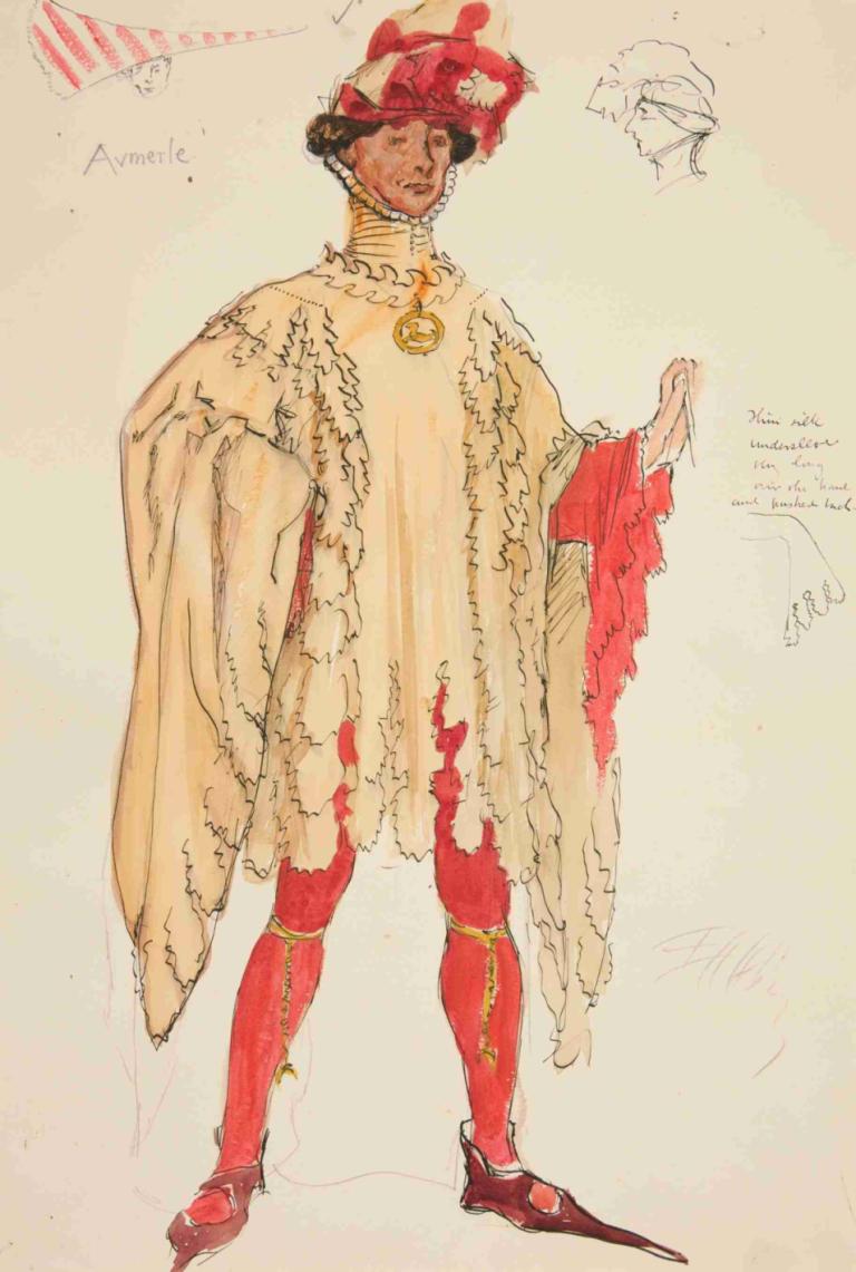 Aumerle, costume sketch for Henry Irving’s Planned Productino of King Richard II,Aumerle