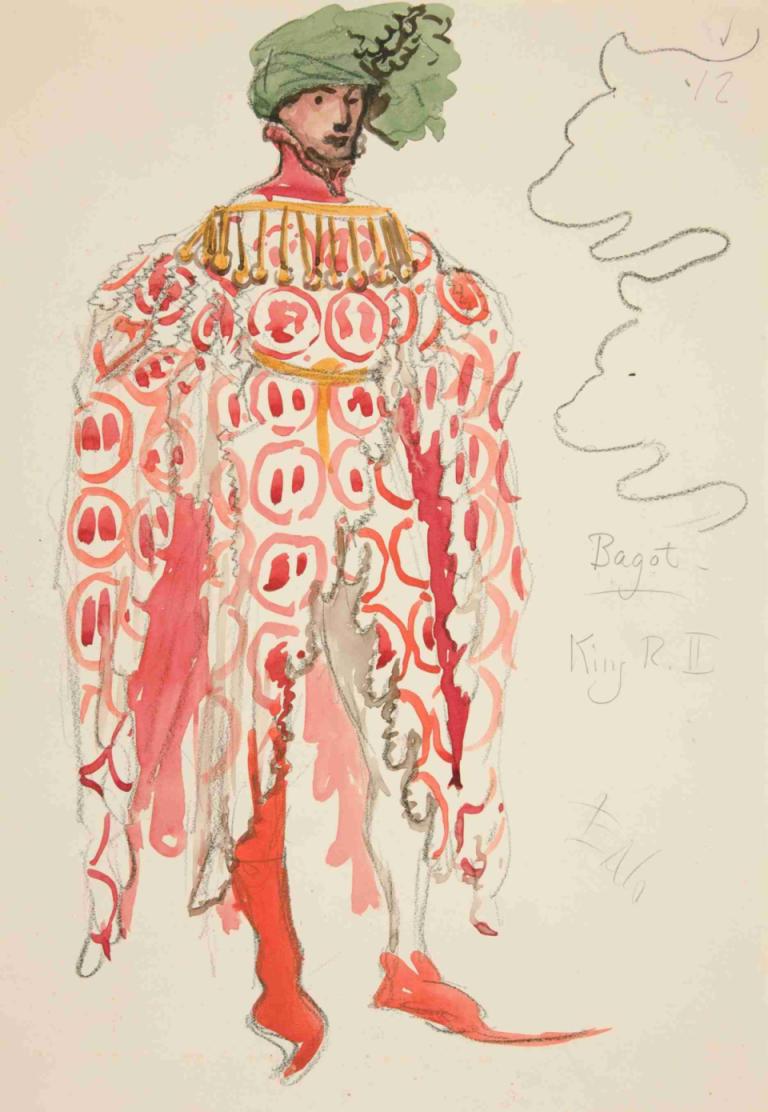 Bagot, costume sketch for Henry Irving’s Planned Production of King Richard II,Bagot