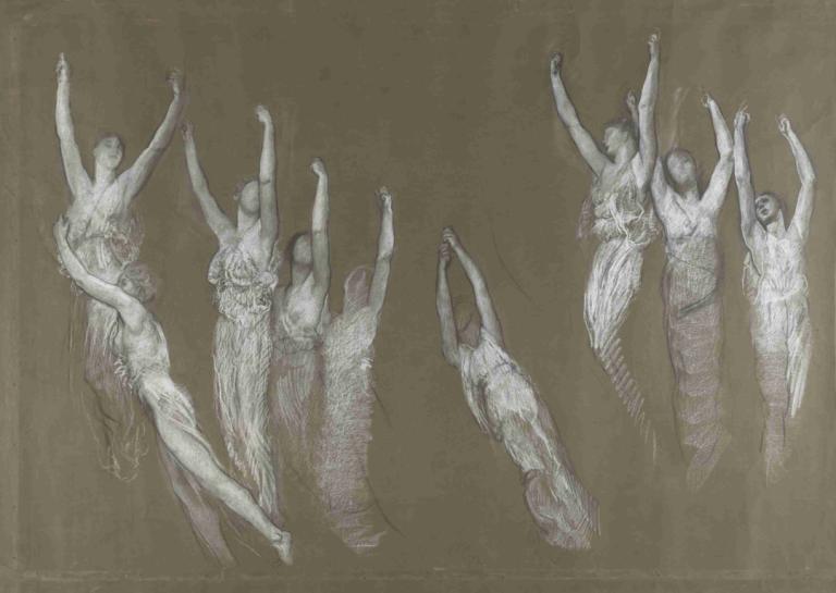 Compositional study for 'The Spirit of Light,' lunette,光の精」ルネットのための構成研究,Edwin Austin Abbey,エドウィン・オースティン・アビー