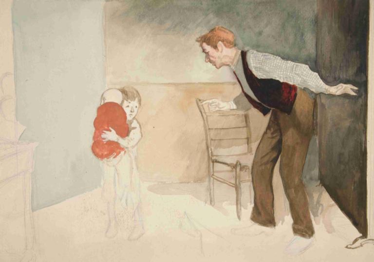 Dickens, Christmas Stories. 'You bad boy!' said Mr. Teterby.,狄更斯，《圣诞故事》。你这个坏孩子！"特特比先生说。,Edwin Austin Abbey