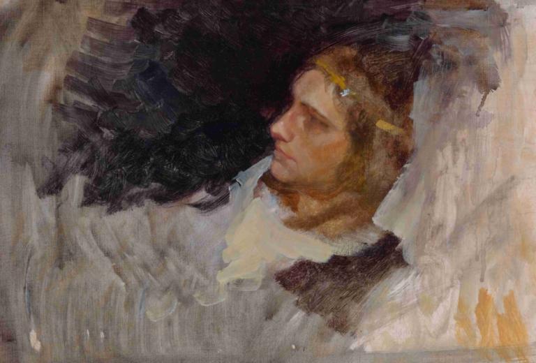 Figure Study of Hamlet, for The Play Scene, Hamlet, Act III, Scene II,Edwin Austin Abbey,Pastel,Pastel, 1boy