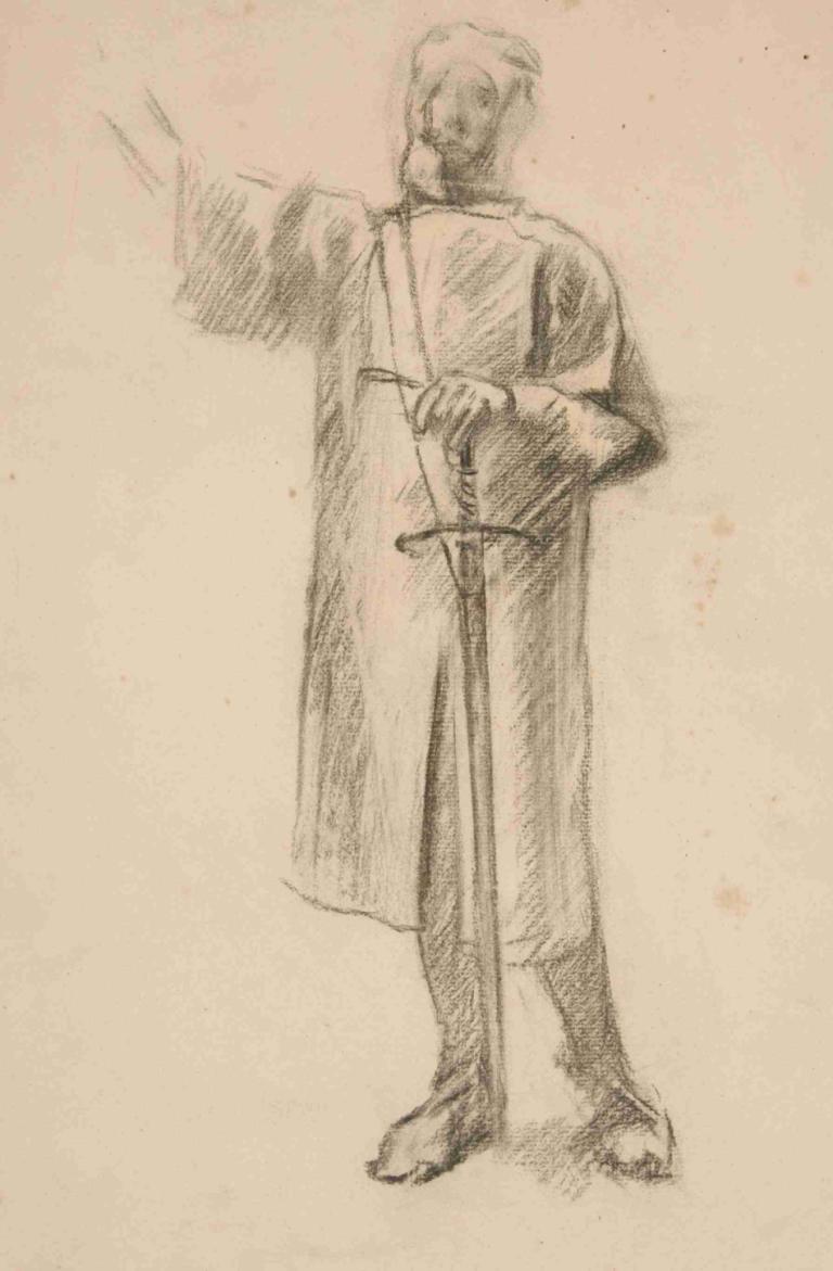 Figure study for 'Crusaders Sighting Jerusalem',การศึกษาภาพบุคคลใน "สงครามครูเสด" เยรูซาเลม