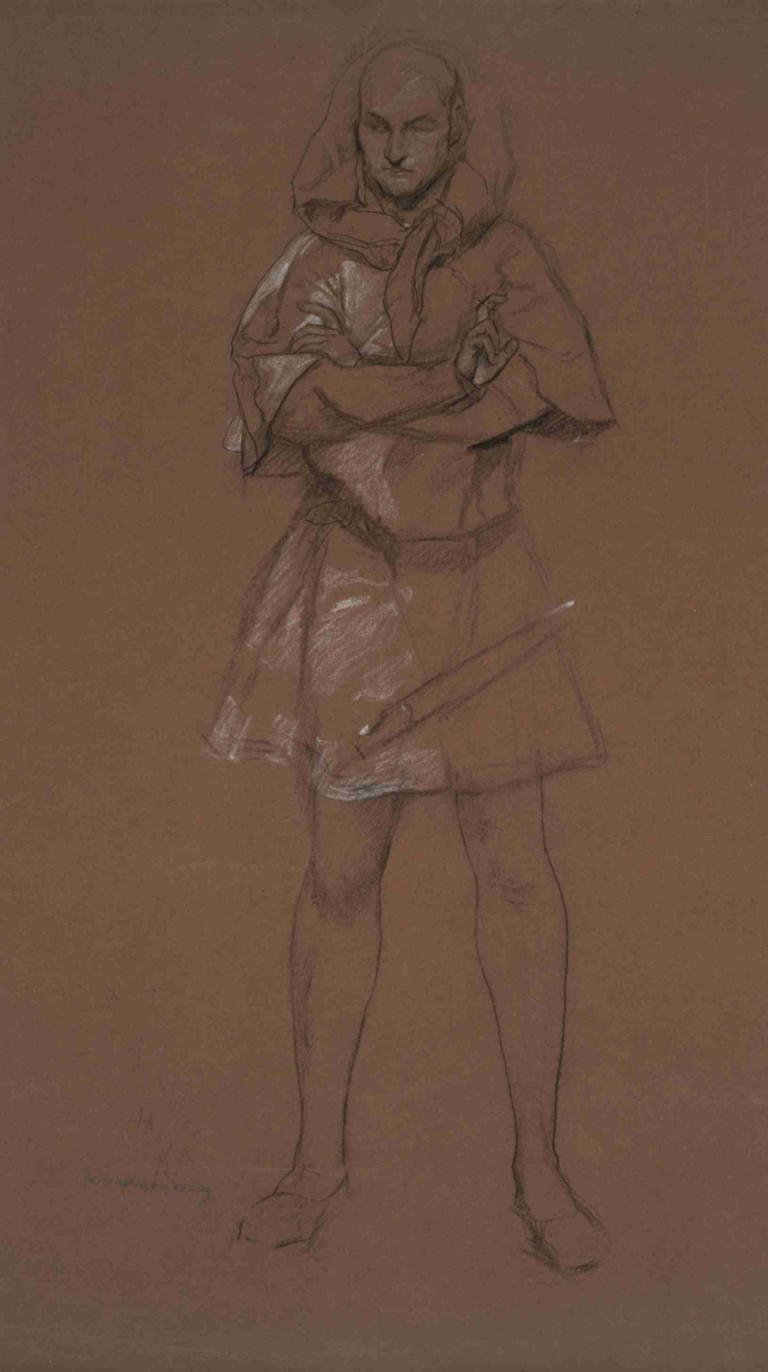 Figure study. Man in medieval costume. Possibly a study for 'Hamlet'