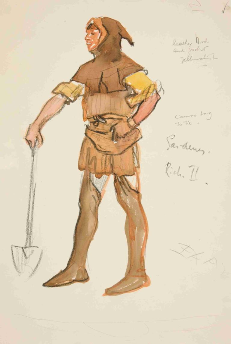 Gardener, costume sketch for Henry Irving’s 1898 Planned Production of Richard II,Edwin Austin Abbey