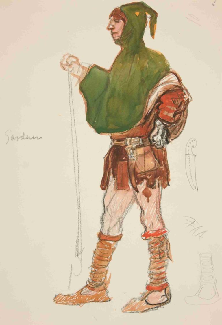 Gardener, costume sketch for Henry Irving’s Planned Production of King Richard II,Grădinarul