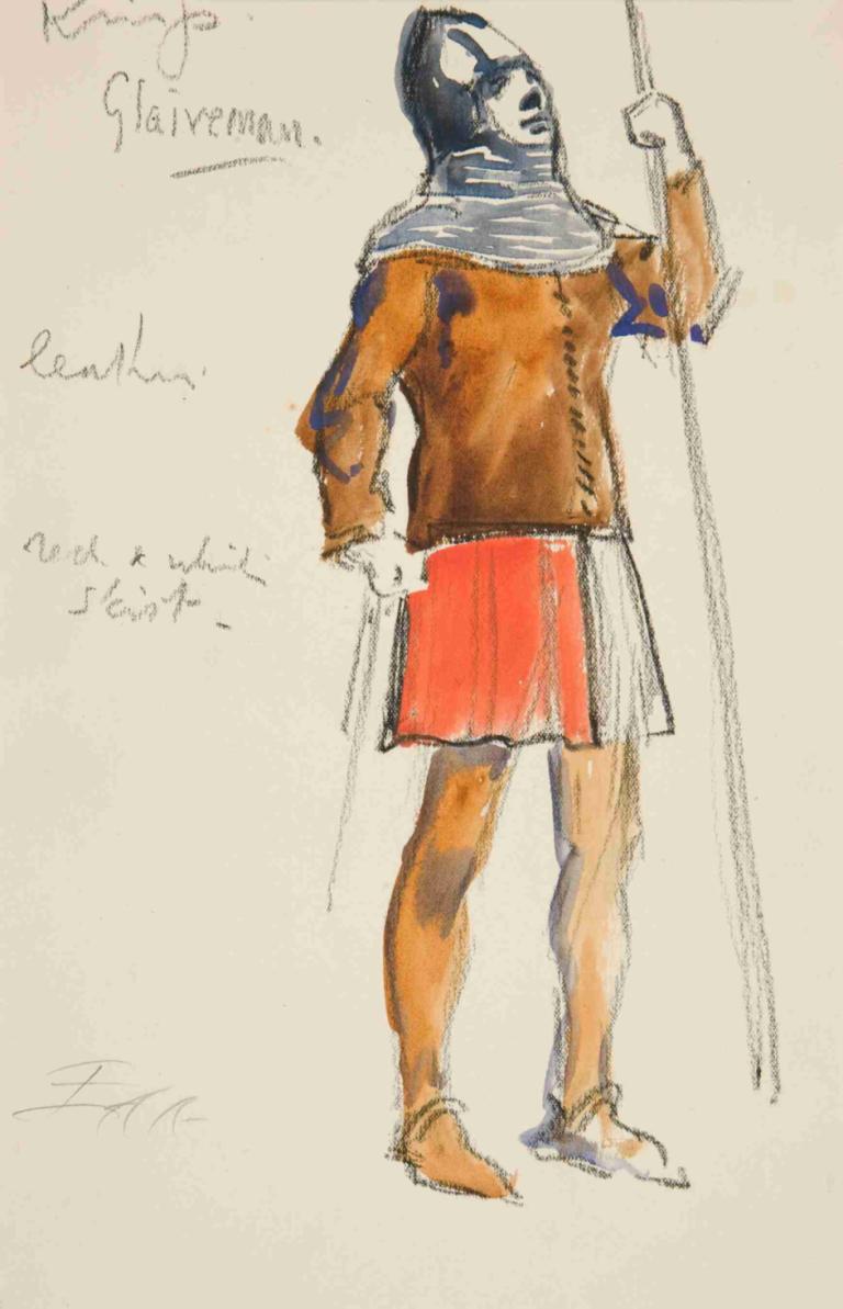 Glaiveman, costume sketch for Henry Irving’s Planned Production of King Richard II,Glaiveman