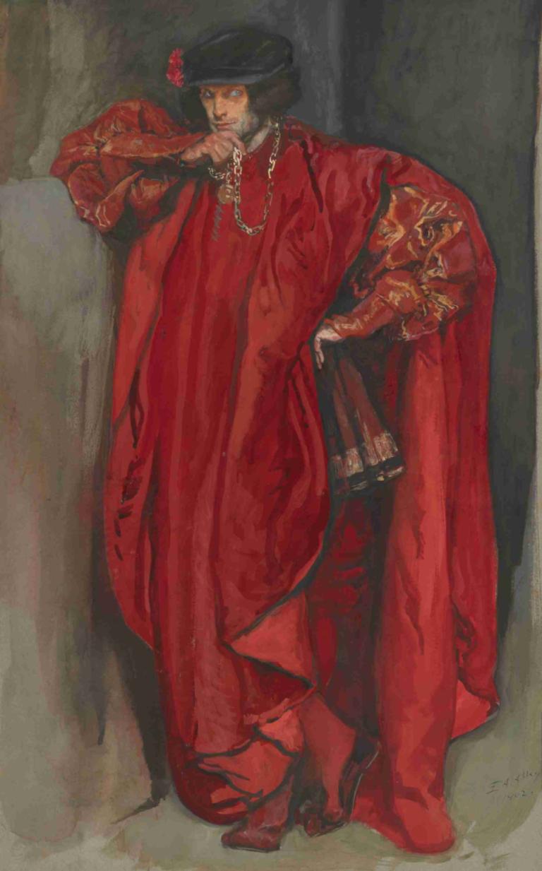 Iago, from Othello,Iago, från Othello,Edwin Austin Abbey,Pastell,Pastell, 1 pojke, solo, manligt fokus, hatt