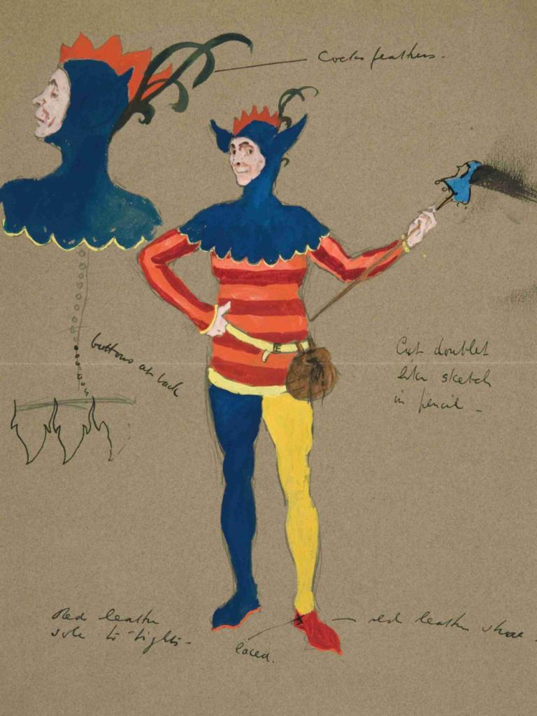 Jester, costume sketch for Henry Irving’s Planned Production of King Richard II,Šašek