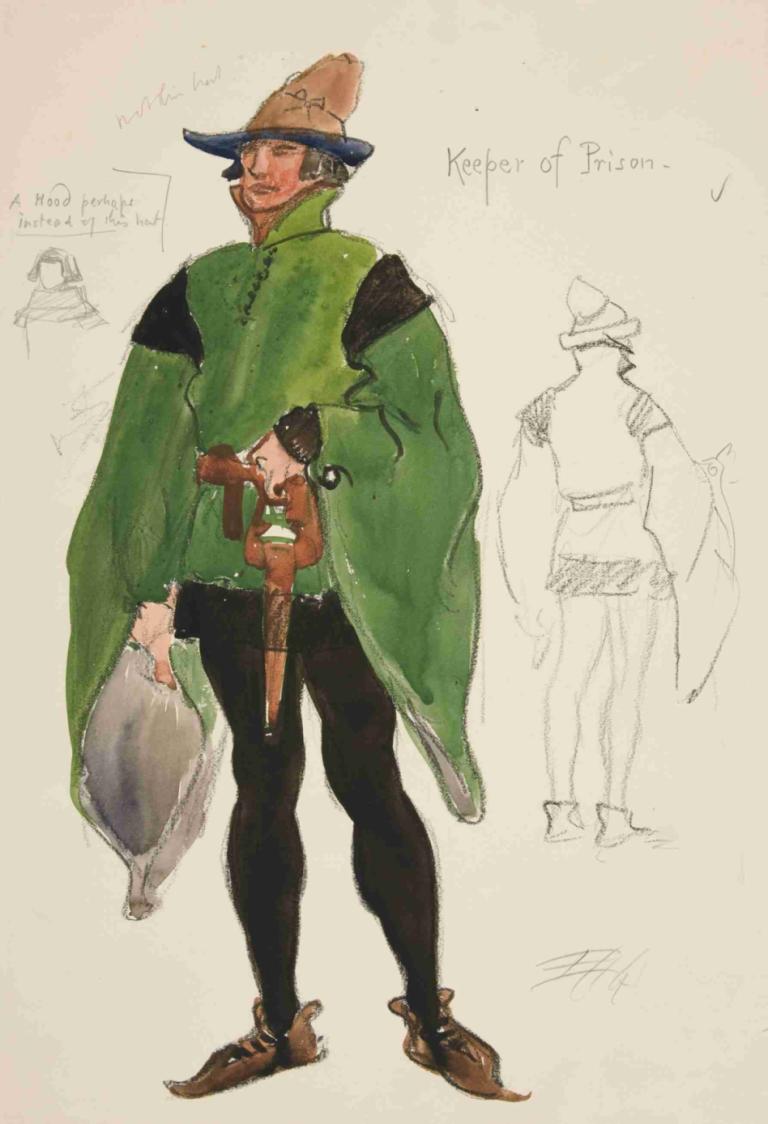 Keeper of Prison, costume sketch for Henry Irving’s 1898 Planned Production of Richard II,Keeper of Prison