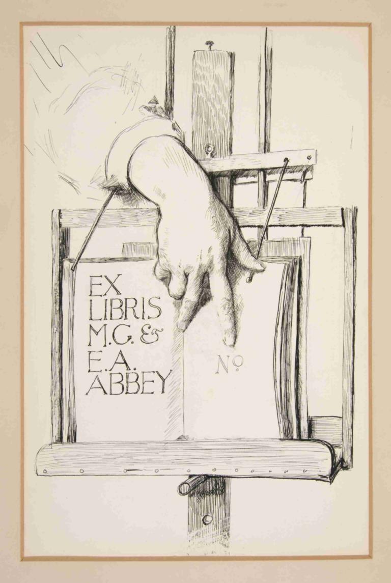 Sketch for Ex Libris; M.G. & E.A. Abbey,엑스 리브리스를 위한 스케치; M.G. & E.A. 수도원,Edwin Austin Abbey,에드윈 오스틴 수도원,동판 에칭