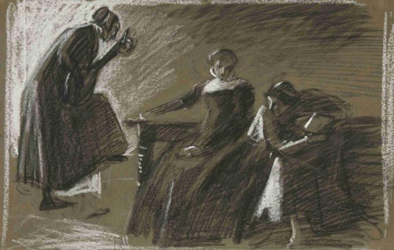 Sketch for an unidentified Shakespeare play,Náčrt neidentifikované Shakespearovy hry,Edwin Austin Abbey