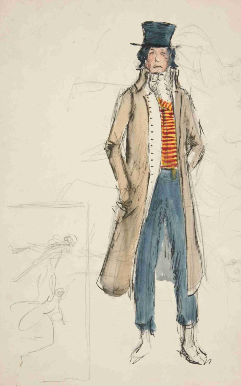 Sketch of a man - costume study for La Tosca,한 남자의 스케치 - 라 토스카의 의상 연구,Edwin Austin Abbey,에드윈 오스틴 수도원,일러스트레이션