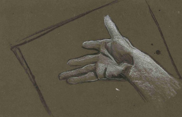 Sketch of a hand,Edwin Austin Abbey,Pastel,Pastel, traditional media, out of frame, monochrome, solo