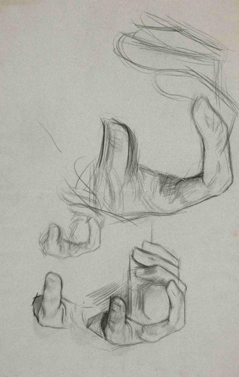 Sketch of hand clasping a cane,手握拐杖的素描,Edwin Austin Abbey,埃德温-奥斯汀-阿比,素描,素描, 单色, 传统媒体, 草图, 石墨（中）, 男性焦点, 1男孩