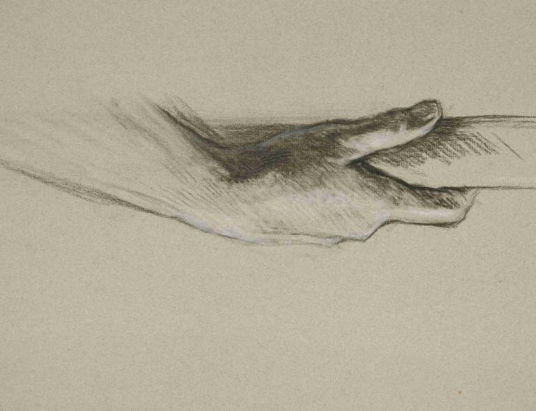 Sketch of one hand grasping a pole,Σκίτσο ενός χεριού που πιάνει ένα κοντάρι,Edwin Austin Abbey,Σκίτσο,Σκίτσο