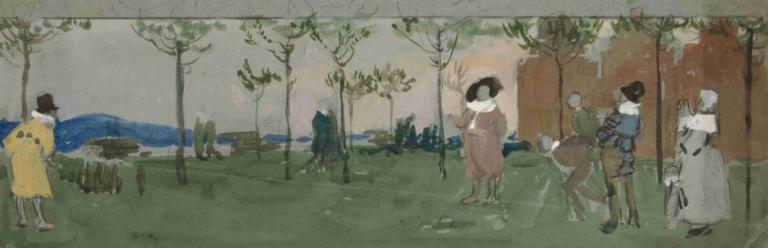 Study for 'A Game of Bowls' (Hotel Amsterdam mural project, 1889),Edwin Austin Abbey,Pastel,Pastel