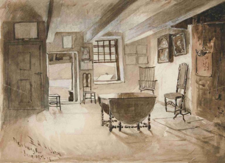 Study for 'Washington’s Headquarters at Newburgh, New York',Edwin Austin Abbey,Pastel,Pastel, no humans