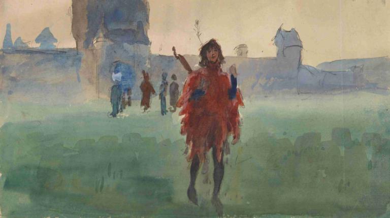 Study for Wandering Minstrel [oil painting],Estudio para Juglar errante [pintura al óleo].,Edwin Austin Abbey