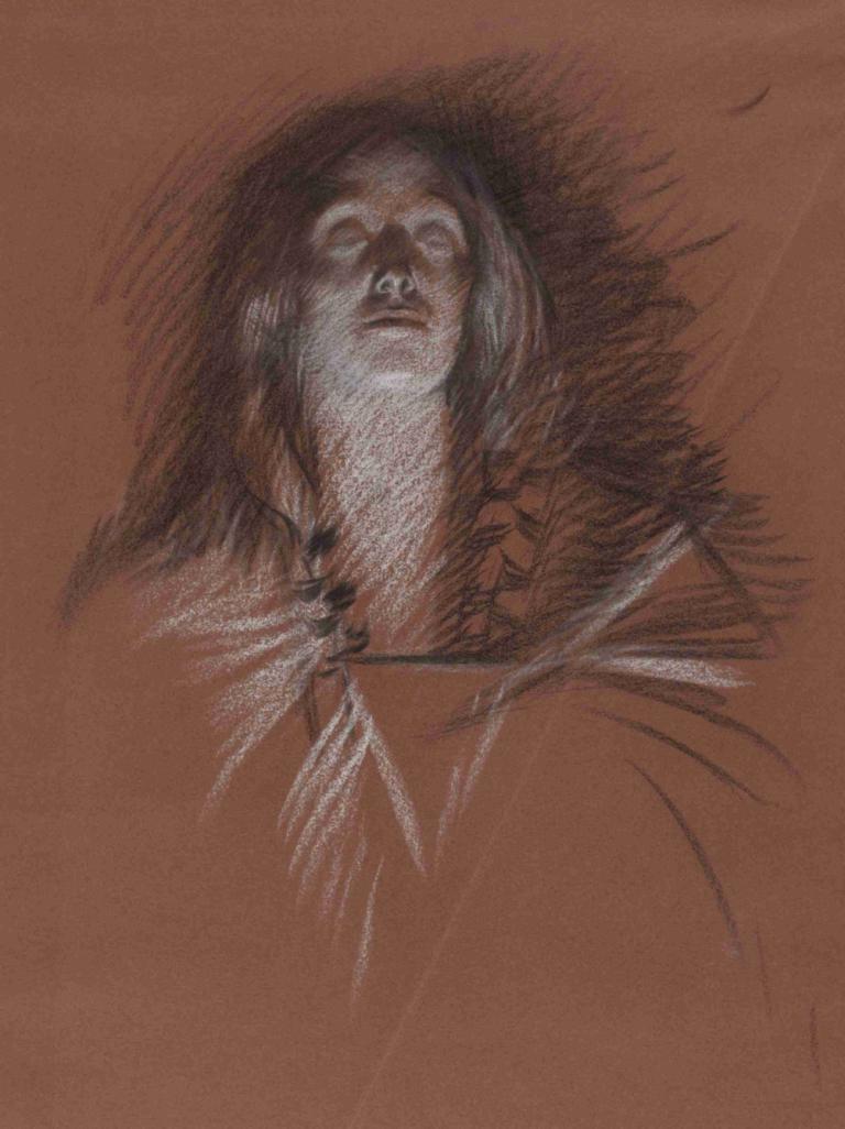 Study for head of a Celtic woman, from The Play Scene, Hamlet, act 3, scene 2,Edwin Austin Abbey,Pastel