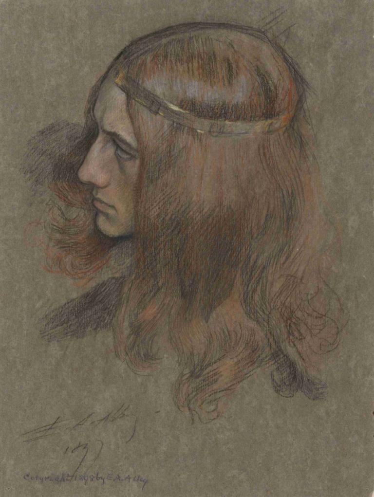 Study for the Head of Hamlet, for The Play Scene, in Hamlet,Edwin Austin Abbey,Pastel,Pastel, solo