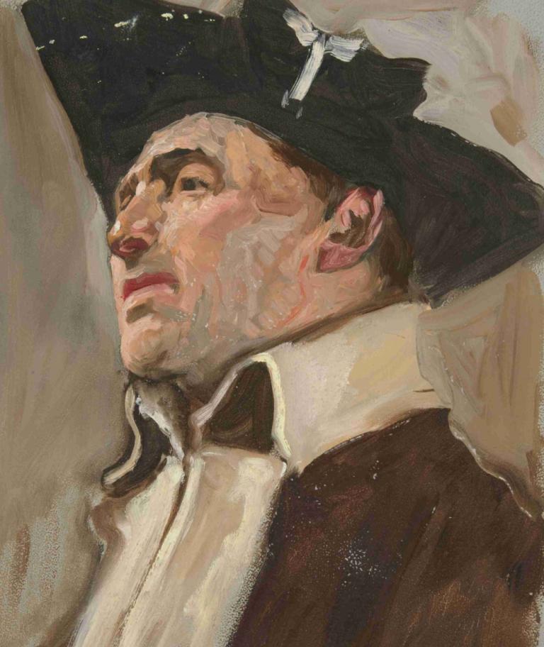 Study of a soldier,Estudio de un soldado,Edwin Austin Abbey,Pastel,Pastel, sombrero, 1 chico