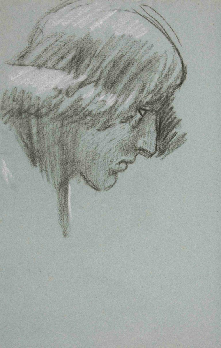 Study of a young man’s face, in profile,Studie av en ung mans ansikte i profil,Edwin Austin Abbey,Skiss,Skiss