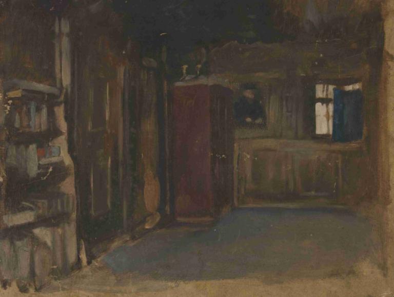 Study of an interior,Studie av en interiör,Edwin Austin Abbey,Pastell,Pastell, inga människor, landskap, dörr